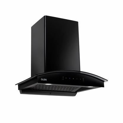 Auto Clean Chimney Curved Glass Filterless with Motion Sensor, 60/76/90cm 1200 mB3/h -Black (6080 BL MS AC)