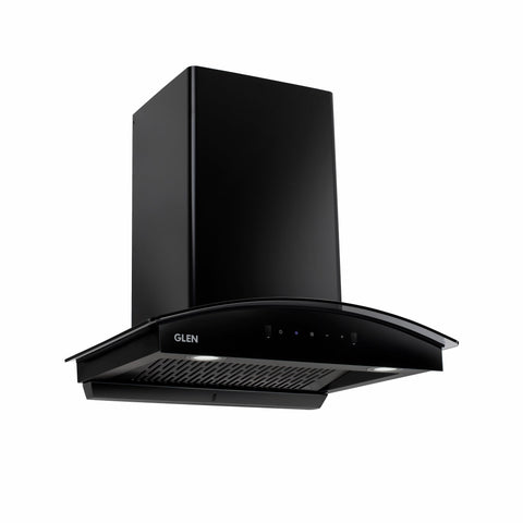 Auto Clean Chimney Curved Glass Filterless with Motion Sensor, 60/76/90cm 1200 mB3/h -Black (6080 BL MS AC)