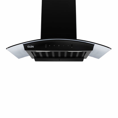 Auto Clean Curved Glass Filter less Kitchen Chimney with Motion Sensor 60/76/90cm, 1200 m3/h (6058 BL Auto Clean)
