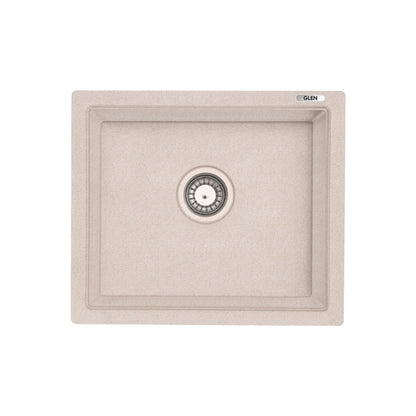 GLEN Quartz Kitchen Sink | Single Bowl 21x18x8 inches (KS-QZ21188SB) | 80% Quartz, Non-Porous, Anti-Bacterial & Heat Resistant | Includes Drain Pipe & Coupling