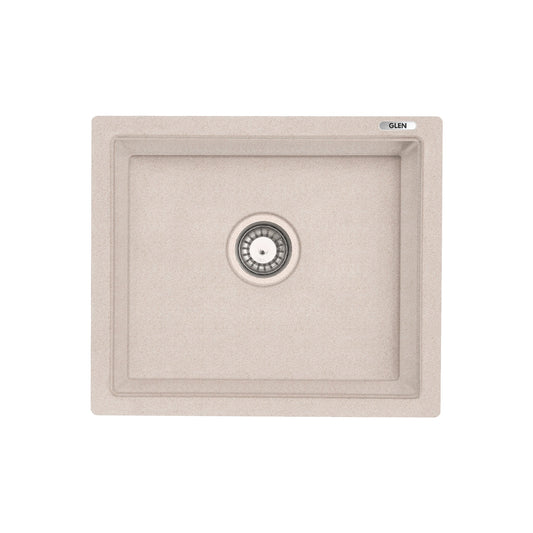 GLEN Quartz Kitchen Sink | Single Bowl 21x18x8 inches (KS-QZ21188SB) | 80% Quartz, Non-Porous, Anti-Bacterial & Heat Resistant | Includes Drain Pipe & Coupling