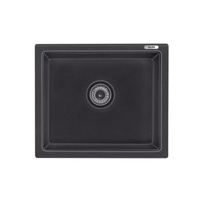 GLEN Quartz Kitchen Sink | Single Bowl 21x18x8 inches (KS-QZ21188SB) | 80% Quartz, Non-Porous, Anti-Bacterial & Heat Resistant | Includes Drain Pipe & Coupling