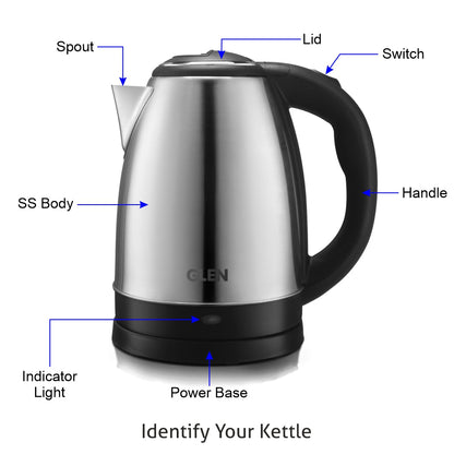 Electric Kettle 1.8 Litre Stainless Steel with 360B0 Rotational Base, 1500 W - Silver (9002)