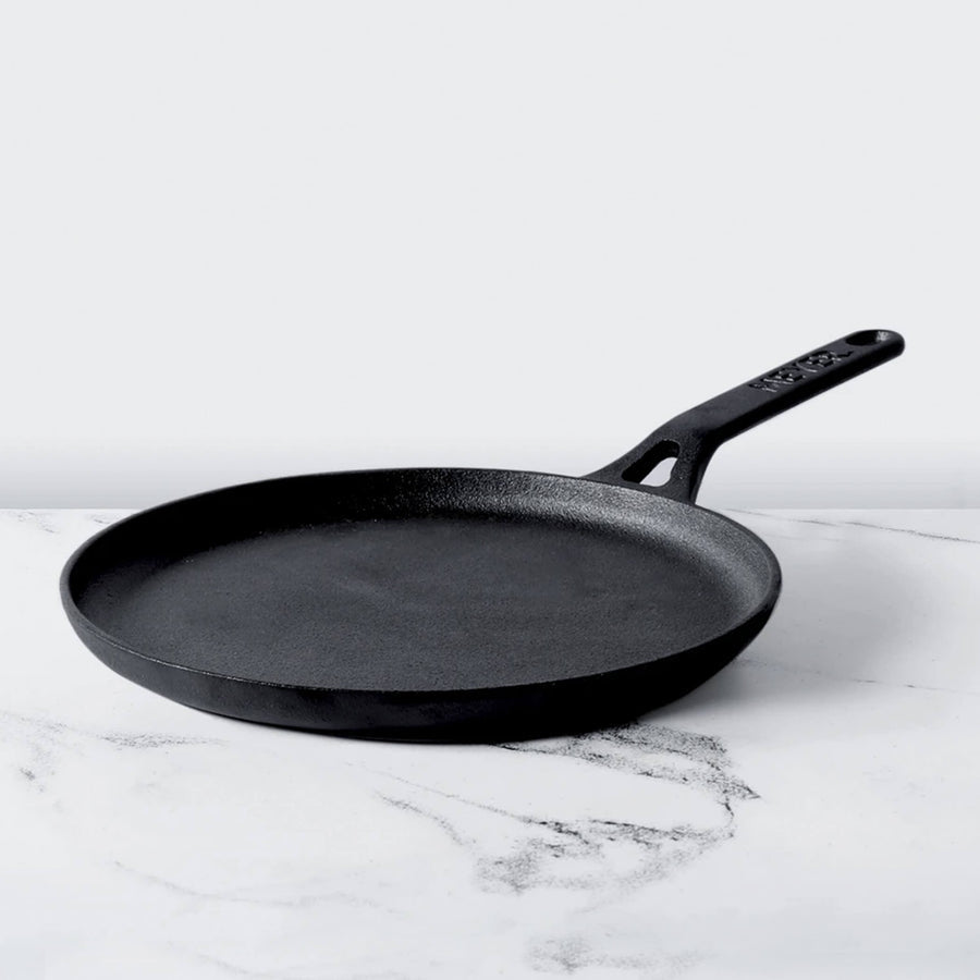 Meyer Pre-Seasoned Cast Iron Flat Dosa Tawa, (24cm/28cm), Black