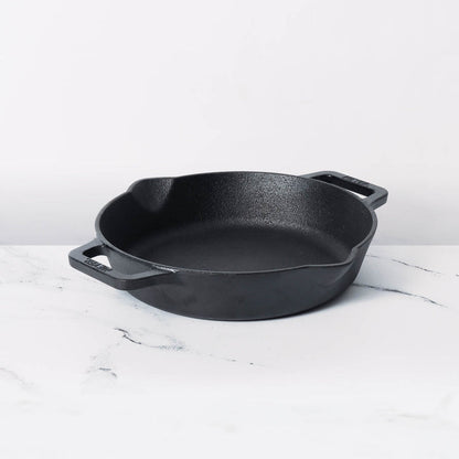 Meyer Pre-Seasoned Cast Iron double Handle skillet, Black (Multiple Sizes)