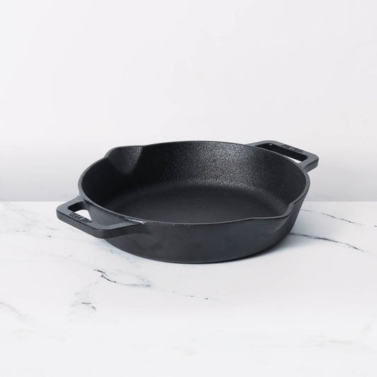 Meyer Pre-Seasoned Cast Iron double Handle skillet, Black (Multiple Sizes)