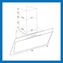 Kitchen Chimney Vertical Glass with Push Buttons 90cm 1000 m3/h- Black (6079 PB)