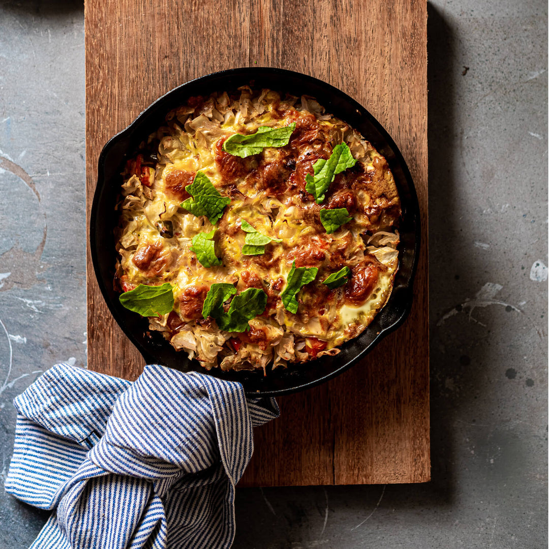 Meyer Pre- Seasoned Cast Iron 3 Piece Cookware Set - 20cm Frypan + 20cm Kadai with Interchangeable Lid