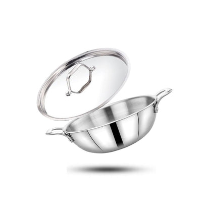 Maxima Triply Stainless Steel Kadai with Lid (Induction Friendly)