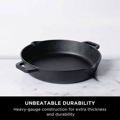 Meyer Pre Seasoned Cast Iron 2pcs Set (24cm Frypan/Skillet + 26cm Curved Roti Tawa)