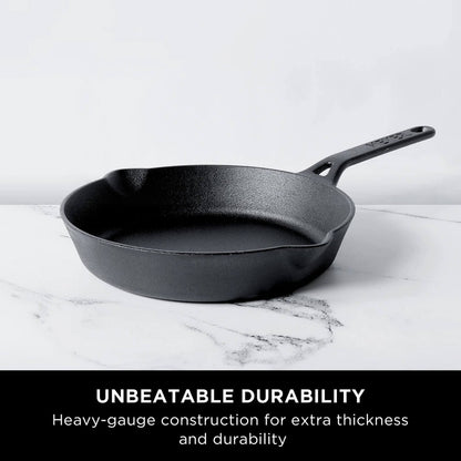 Meyer Pre-Seasoned Cast Iron 2 pcs Set (25cm Grillpan + 20cm Frypan/Skillet)