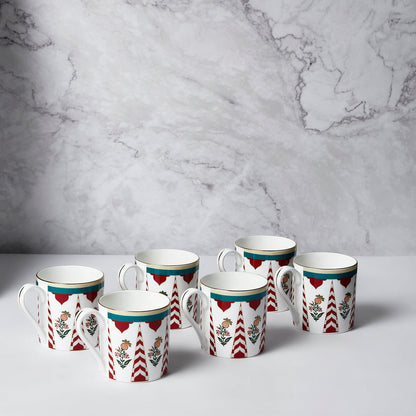Claycraft India Circus Blushed Orchard Melon Coffee & Tea Mug Set of 6 (200ml)