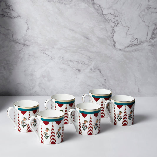 Claycraft India Circus Blushed Orchard Melon Coffee & Tea Mug Set of 6 (200ml)