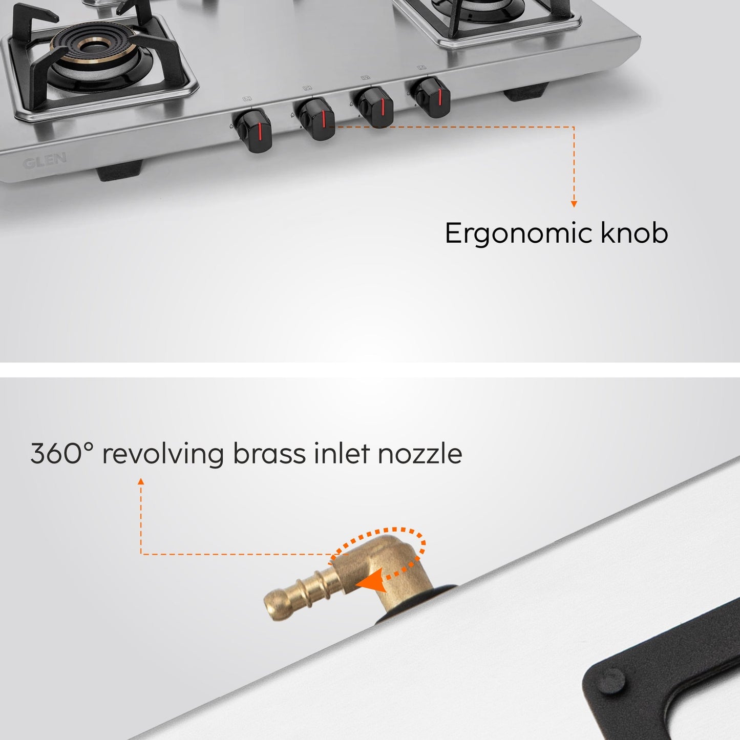 GLEN 4 Burner Ultra Tuff Stainless Steel Gas Stove with Multi Ring Forged Brass Burner & Drip trays (CT1054UTDTSS)