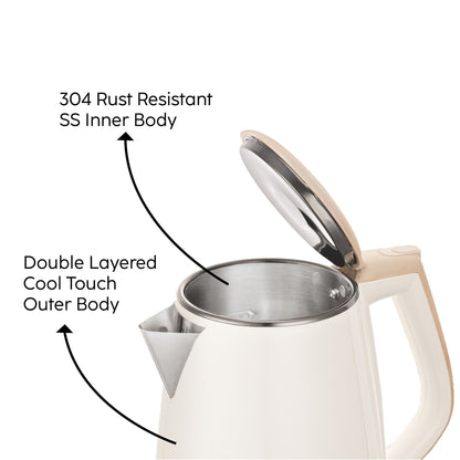 GLEN Electric Kettle 1.5 Litre Plastic Clad Stainless Steel | 360° Rotation Base, Auto Shutoff | 1500 W (SA-9006)