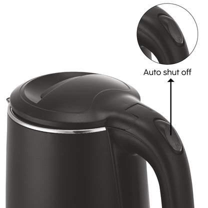 GLEN Electric Kettle 1.8 Litre Plastic Clad Stainless Steel | 360° Rotation Base, Auto Shutoff, 1500 W (SA-9007BLACK)