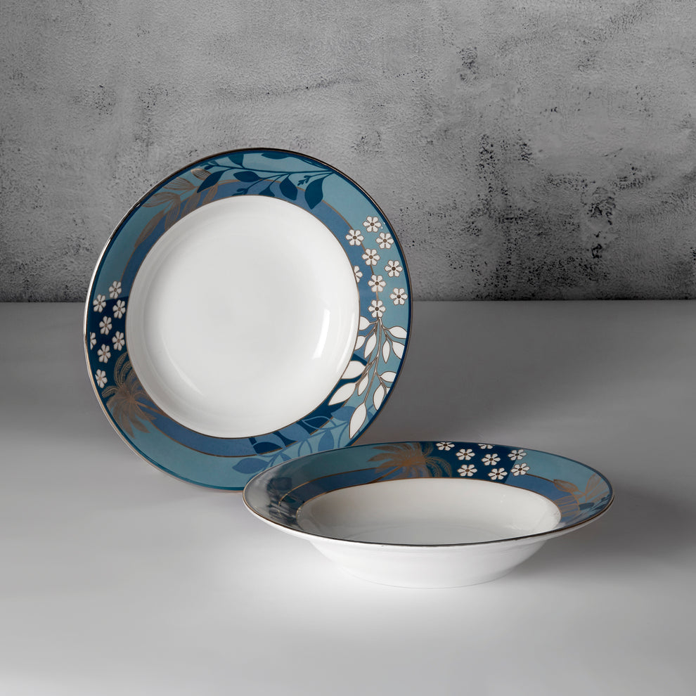 Claycraft India Circus Oceanic Opulence ceramic Pasta Plate Set of 2 | (24 x 5 cm)