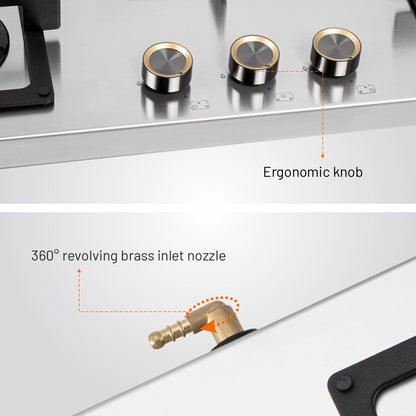 3 Burner Ultra Tuff Free Standing Hob with Forged Brass Burners Auto Ignition (BH1073XLSQFSUTSSAI)