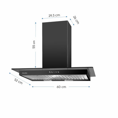 Designer Electric Kitchen Chimney  Push Button Control 90cm 1000 m3/h - Black (6062)
