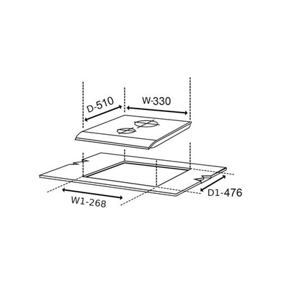 2 Burner Built in Glass Hob with Double Ring Forged Brass Burners Auto Ignition (1012 RODB)