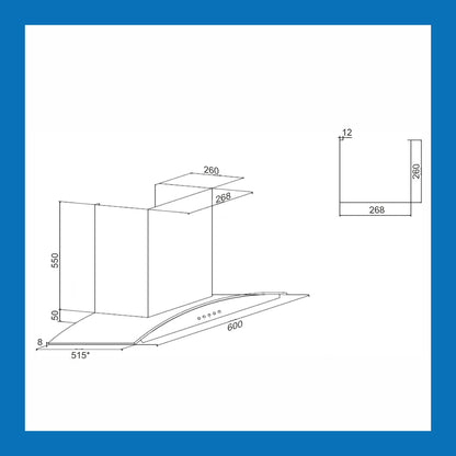 Kitchen Chimney Curved Glass with Motion Sensor Baffle filter 60cm 1250 m3/h -Black (6071 BLMS)