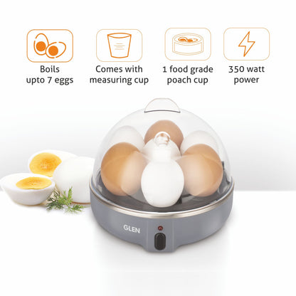 Egg Boiler Boils 7 Eggs, 1 Poaching Cup, Auto shut Off, 350W (3040EB7)