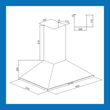 Wall Mounted Pyramid Kitchen Chimney 60cm 1250 m3/hr Suction Power - CH6064X6X1000BFLTW