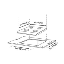 4 Burner Glass Gas Hob Top with Triple Ring, Total Double Ring Brass Burner (1074CIHTTDBTR)