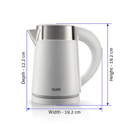 Electric Kettle 0.8 Litre Plastic Clad Stainless Steel, 360B0 Rotation Base, Auto Shutoff, 800 W - White/Red/Black (9004)