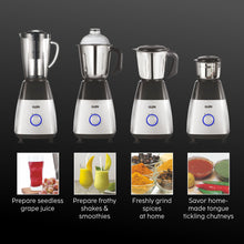 Mixer Grinder 750W with 1 Transparent Jar 3 Stainless Steel Jars - Black & Silver (4023 PLATINUM)