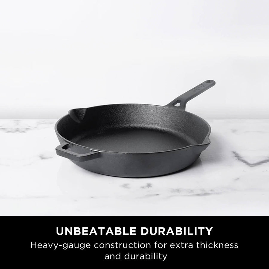 Meyer Pre-Seasoned Cast Iron 2 Piece Cookware Set (25cm Grill Pan + 26cm Frypan)