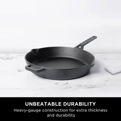 Meyer Pre-Seasoned Cast Iron 2 Piece Cookware Set (25cm Grill Pan + 26cm Frypan)