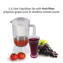 Mixer Grinder 750W with 1 Liquidiser Jar Fruit Filter 2 Stainless Steel Grinder, Chutney Jars - White (4026)