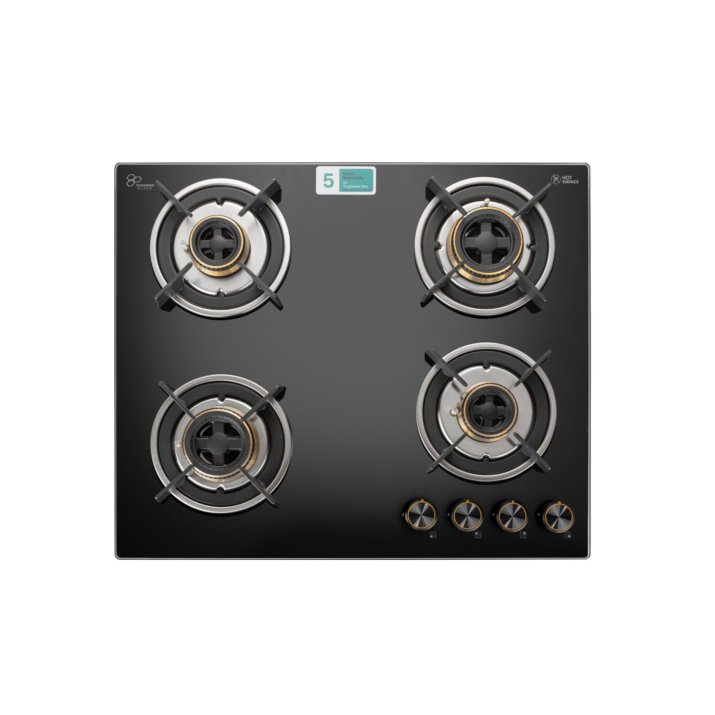 4 Burner Glass Hob Top with Total Brass Burners Auto Ignition (1064 RO HT TDB)