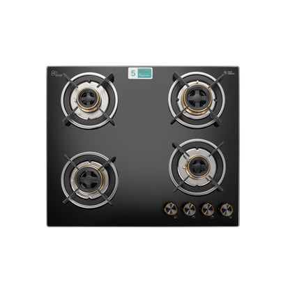 4 Burner Glass Hob Top with Total Brass Burners Auto Ignition (1064 RO HT TDB)