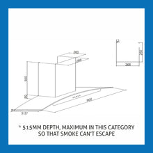 Kitchen Chimney Curved Glass, Glass Front Panel Baffle filter 90cm 1250 m3/h -Silver (6071 GF)