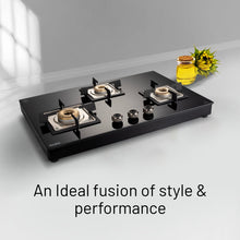 3 Burner Free Standing Hob with Forged Brass Burners Auto Ignition Black (BH1073XLSQFSFBBLAI)
