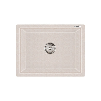 GLEN Premium Quartz Sink for Kitchen (KS-QZ24188SB)  | Single Bowl 24x18x8 inches | Noiseless, Heat Resistant & Anti-Bacterial | Drain Pipe & Coupling Included