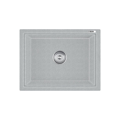 GLEN Premium Quartz Sink for Kitchen (KS-QZ24188SB)  | Single Bowl 24x18x8 inches | Noiseless, Heat Resistant & Anti-Bacterial | Drain Pipe & Coupling Included