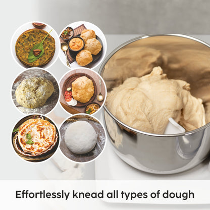 GLEN Atta Kneader Dough Maker 650W | Hands-Free Kneading with 3L Large Stainless Steel Bowl | Efficient & Durable for Soft Dough Every Time (SA3032DM)