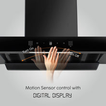 Auto Clean Filter less Kitchen Chimney, Motion Sensor control with Digital Display 60cm, 1200 m3/h (6052 DI BL AC 60)