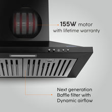 Electric Kitchen Chimney, Pyramid Shape SS Baffle filters 60cm 1000 mB3/h - Black (6048 JU BLK)