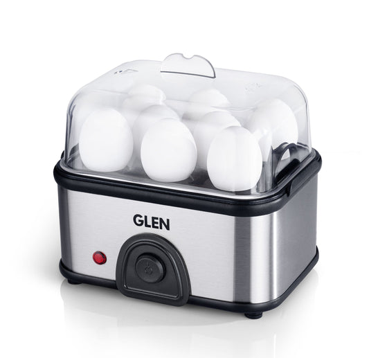 GLEN Egg Boiler Steamer | Boils upto 8 Eggs | Ready Indicator, Extra Steaming Rack for Vegetables | Auto shut Off, Push Button Start 350W (SA3036EBS)