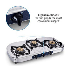 3 Burner  Stainless Steel Gas Stove with High Flame Brass Burner (1037 SS HF BB)