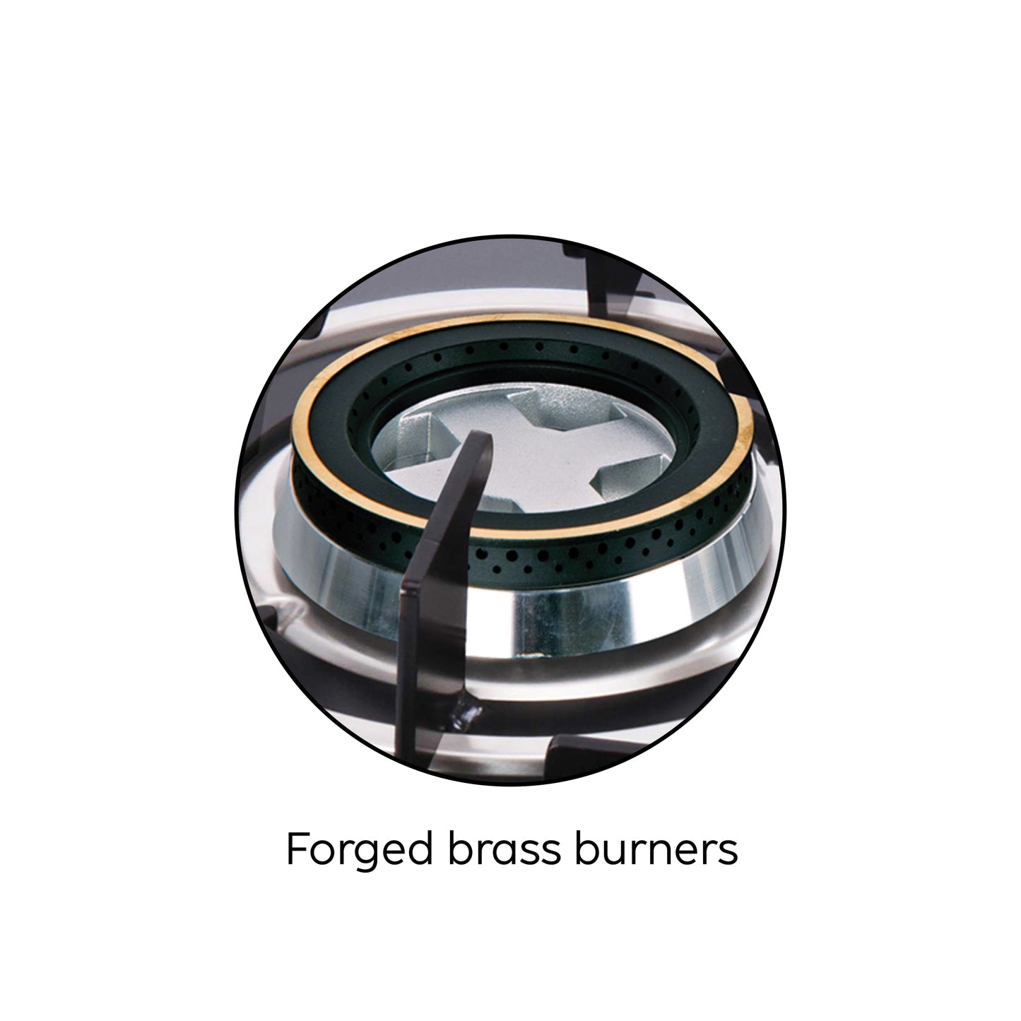 2 Burner Built in Glass Hob with Double Ring Forged Brass Burners Auto Ignition (1012 RODB)