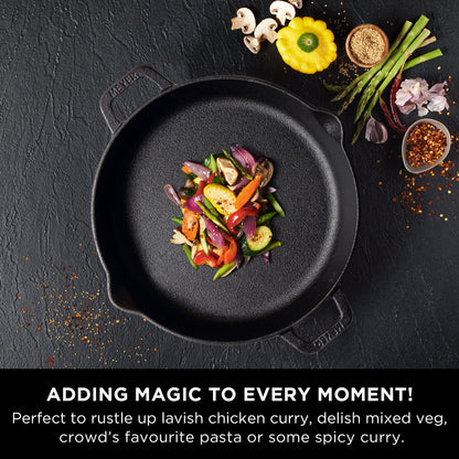 Meyer Pre Seasoned Cast Iron 2pcs Set (24cm Frypan/Skillet + 26cm Curved Roti Tawa)