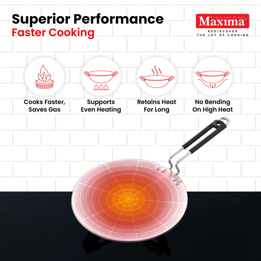 Maxima Triply Stainless Steel Roti Tawa (Induction Friendly)
