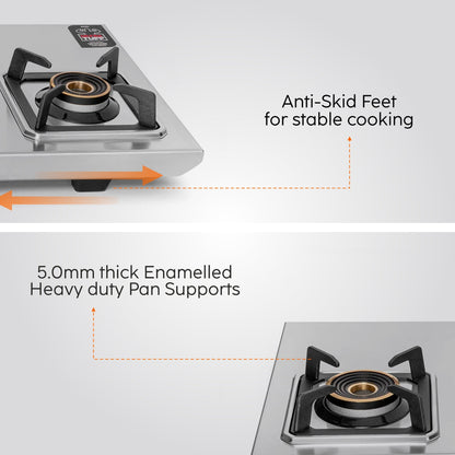 GLEN 4 Burner Ultra Tuff Stainless Steel Gas Stove with Multi Ring Forged Brass Burner & Drip trays (CT1054UTDTSS)