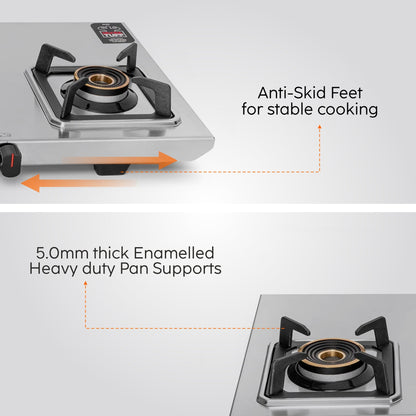 GLEN 3 Burner Ultra Tuff Stainless Steel Gas Stove with Multi Ring Forged Brass Burner & Drip trays (CT1053UTDTSS)
