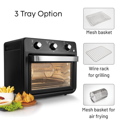 GLEN Air Fryer Oven 25 Litre Time and Temperature Control, 1800W - Black (3050 AFO)